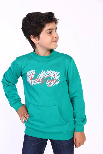Toontoy Erkek Çocuk Kanguru Cepli Baskılı Sweatshirt - 3