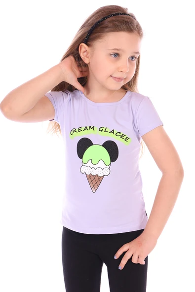 Toontoy Kız Bebek Dondurma Yazı Baskılı Tişört - 5