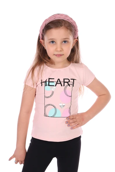 Toontoy Kız Bebek Heart Baskılı Tişört - 5