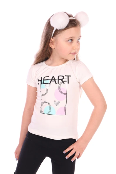 Toontoy Kız Bebek Heart Baskılı Tişört - 4