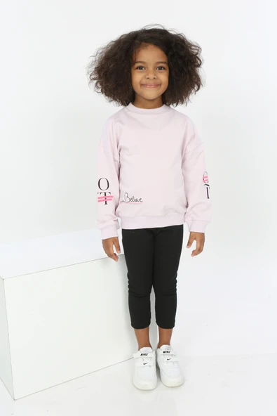 Toontoy Kız Bebek Believe Baskılı Sweatshirt - 6