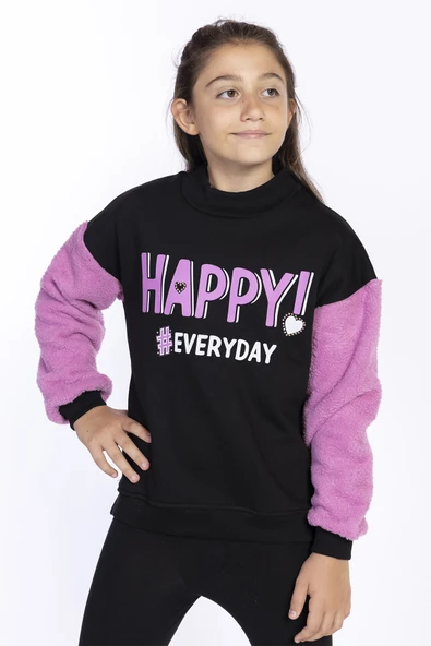 Toontoy Kız Çocuk Peluş Detaylı Baskılı Sweatshirt - 8