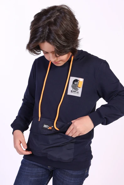 Toontoy Erkek Çocuk Armalı Kapşonlu Sweatshirt - 5