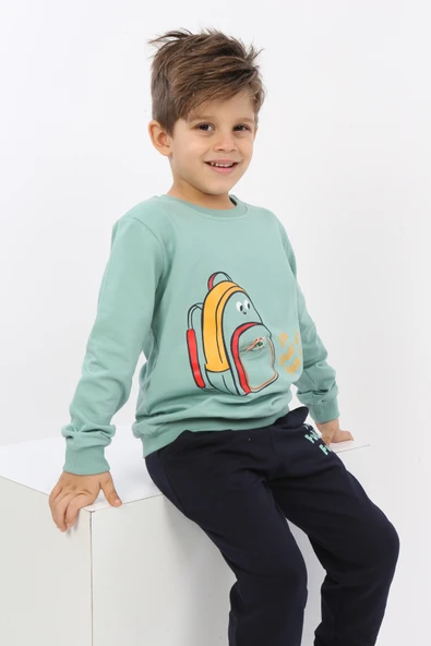 Toontoy Erkek Çocuk Çantalı Yazı Baskılı Eşofman Takım - 11