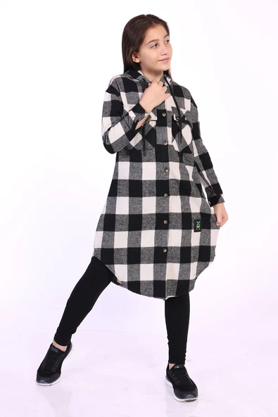 Toontoy Kız Çocuk Kapüşonlu Oduncu Gömlek - 10