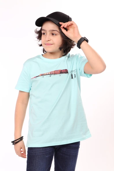 Toontoy Erkek Çocuk  Tren Baskılı Tişört - Resim 2