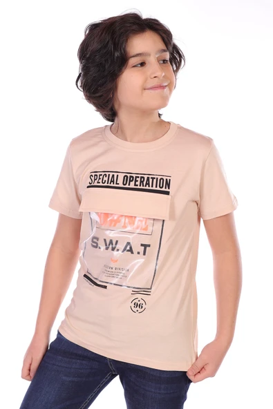 Toontoy Erkek Çocuk Süs Cepli Special Operation Baskılı Tişört