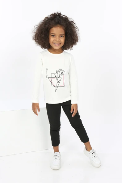 Toontoy Kız Bebek Çiçekli Yazı Nakışlı Tişört - 4