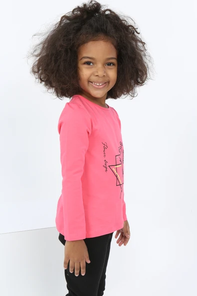 Toontoy Kız Bebek Çiçekli Yazı Nakışlı Tişört - 2