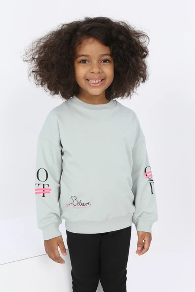 Toontoy Kız Bebek Believe Baskılı Sweatshirt - 3