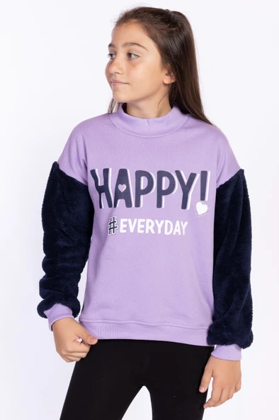 Toontoy Kız Çocuk Peluş Detaylı Baskılı Sweatshirt - 2
