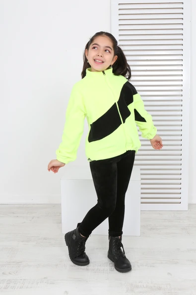 Toontoy Kız Çocuk Blok Renkli Polar Hırka - 4