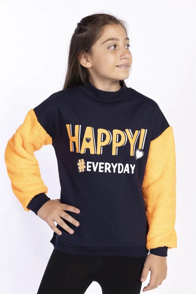 Toontoy Kız Çocuk Peluş Detaylı Baskılı Sweatshirt - 9