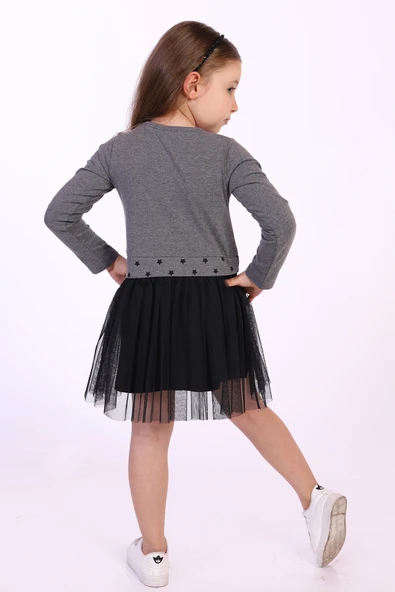 Toontoy Kız Çocuk Star Baskılı Tüllü Elbise - 9