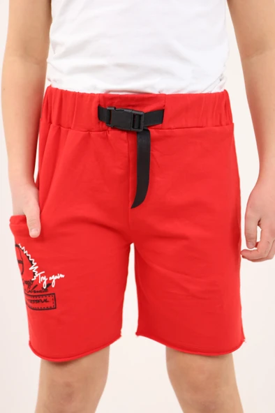 Toontoy Erkek Çocuk Toka Kemerli Try Again Baskılı Şort - 8