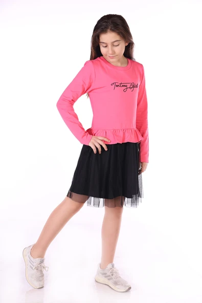 Toontoy Kız Çocuk Toontoy Girl Nakışlı Tüllü Elbise - 6