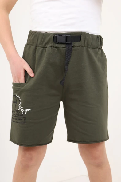 Toontoy Erkek Çocuk Toka Kemerli Try Again Baskılı Şort - 4