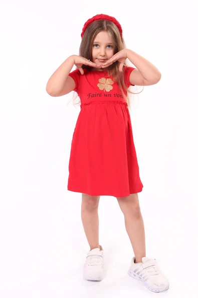 Toontoy Kız Bebek Faire Un Voeu Baskılı Elbise