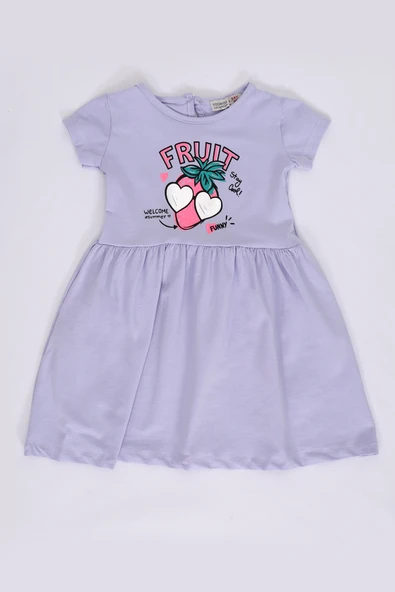 Toontoy Kız Bebek Fruit Yazılı Çilek Baskılı Elbise - 10