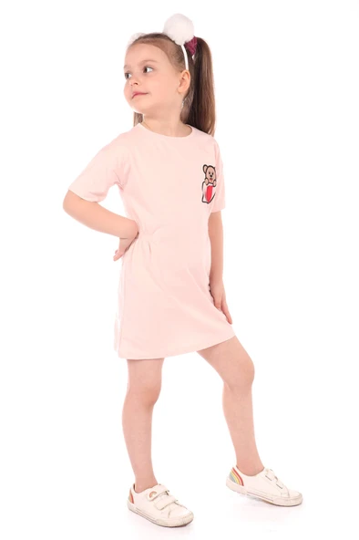 Toontoy Kız Bebek Nakışlı Elbise