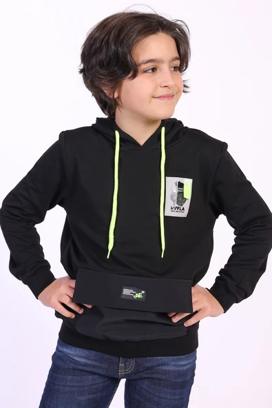 Toontoy Erkek Çocuk Armalı Kapşonlu Sweatshirt - 7