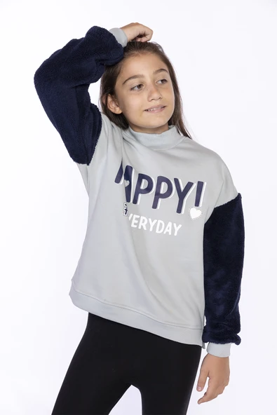 Toontoy Kız Çocuk Peluş Detaylı Baskılı Sweatshirt - 10