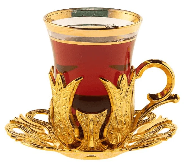 Hanedan 6 Kişilik 18 Parça Altın Renkli Çay Bardağı Sunum Seti - 3