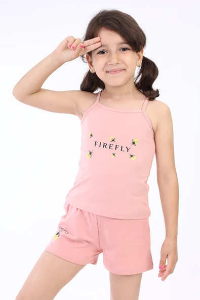 Toontoy Kız Bebek  Arı Baskılı Şortlu Takım