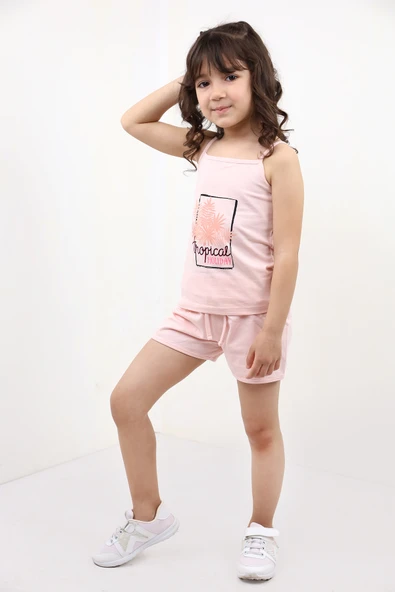 Toontoy Kız Bebek Baskılı Şortlu Takım