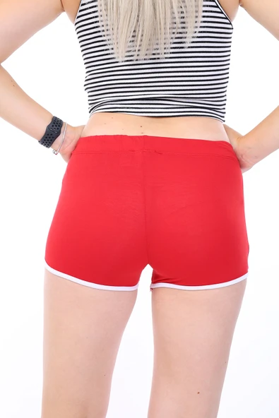 Toontoy Kadın Beli Lastikli Biye Detaylı Şort - 9