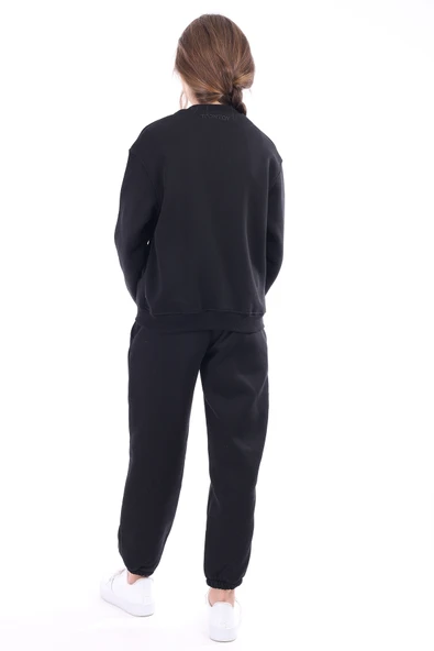 Toontoy Kız Çocuk Dik Yaka Fermuarlı Düşük Omuz Örme Hırka - 2 İplik Şardonlu - Resim 5