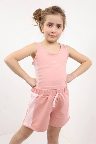 Toontoy Kız Çocuk Nakışlı Şortlu Takım