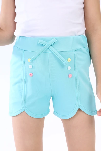 Toontoy Kız Çocuk Renkli Düğmeli Şort - 3