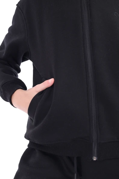 Toontoy Kız Çocuk Dik Yaka Fermuarlı Düşük Omuz Örme Hırka - 2 İplik Şardonlu - Resim 6