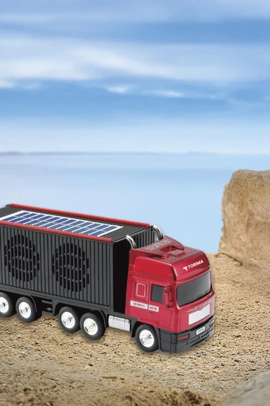 Torima D45 Kırmızı Tır Bluetooth Hoparlör FM-AUX-USB Destekli Güneş Enerjili Speaker - Resim 7