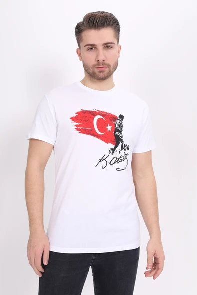 Toontoy Unisex Bisiklet Yaka Atatürk Baskılı Tişört - 7