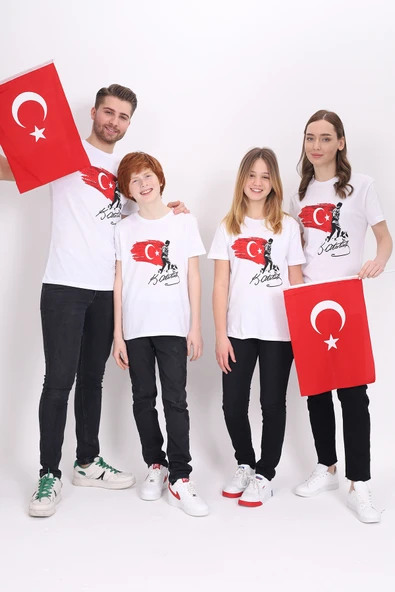 Toontoy Unisex Bisiklet Yaka Atatürk Baskılı Tişört - 6