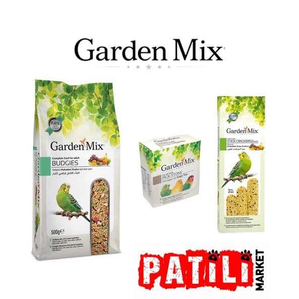 Gardenmix Muhabbet Kuş Seti Platin Meyveli 500gr+Meyveli Kraker+Gaga Taşı