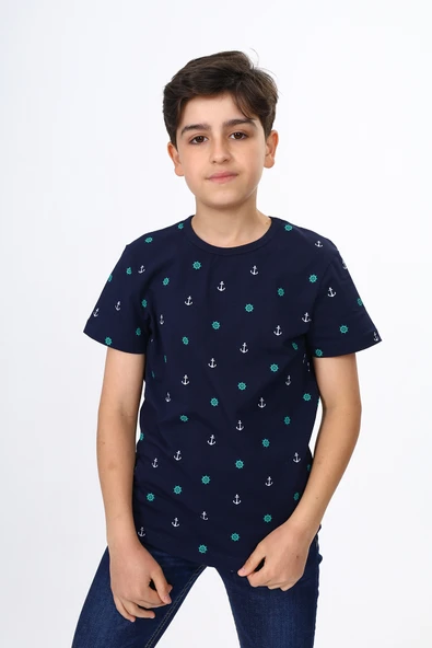 Toontoy Erkek Çocuk Dümen Ve Çapa Baskılı Tişört - 6