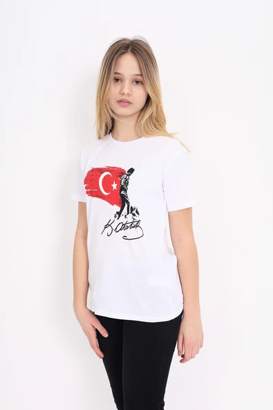 Toontoy Unisex Çocuk Atatürk Baskılı Tişört - 7