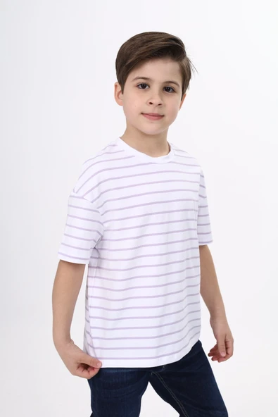 Toontoy Unisex Çocuk Çizgili Tişört - Resim 6