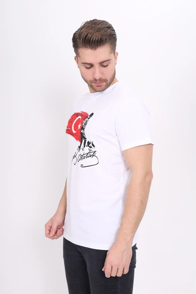 Toontoy Unisex Bisiklet Yaka Atatürk Baskılı Tişört - 8