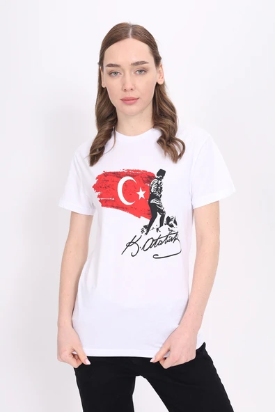 Toontoy Unisex Bisiklet Yaka Atatürk Baskılı Tişört