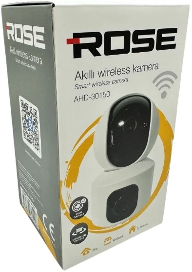 ROSE AHD-30150 İÇ MEKAN 5V İLE ÇALIŞAN ÇİFT KAMERALI 360 DERECE DÖNEBİLEN WİFİLİ GECE GÖRÜŞLÜ MİKROFONLU WİRELESS PTZ KAMERA - 2