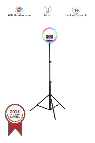 Torima MJ36 Beyaz 2.1 M Saplı 14 inç Işıklı Selfie Çubuğu Youtuber Makyaj Işığı ürün görseli