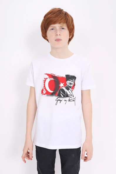 Toontoy Unisex Çocuk Atatürk Baskılı Tişört - Resim 7