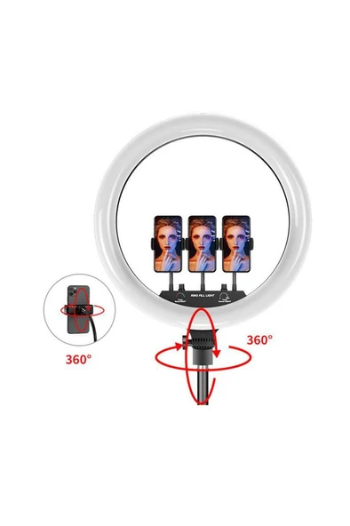 Torima MJ36 Beyaz 2.1 M Saplı 14 inç Işıklı Selfie Çubuğu Youtuber Makyaj Işığı - Resim 4