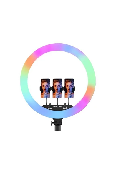 Torima MJ36 Beyaz 2.1 M Saplı 14 inç Işıklı Selfie Çubuğu Youtuber Makyaj Işığı - Resim 3