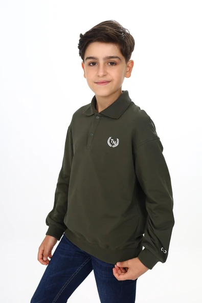Toontoy Erkek Çocuk Polo Yaka Tnty Baskılı Sweatshirt - 12