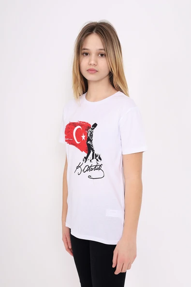 Toontoy Unisex Çocuk Atatürk Baskılı Tişört - 9